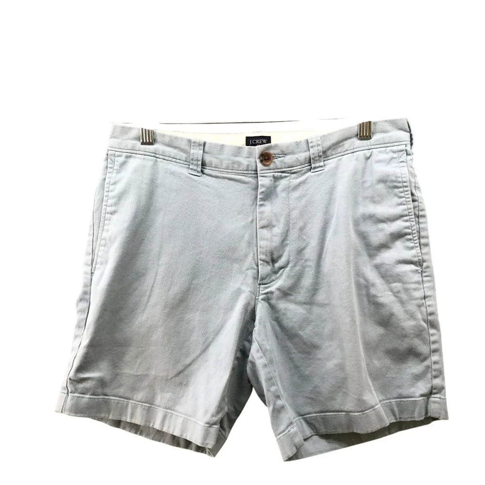 J. Crew 7'' Flex Chino Short Mens 30 Light Blue Cotton Stretch Flat Front Lightw